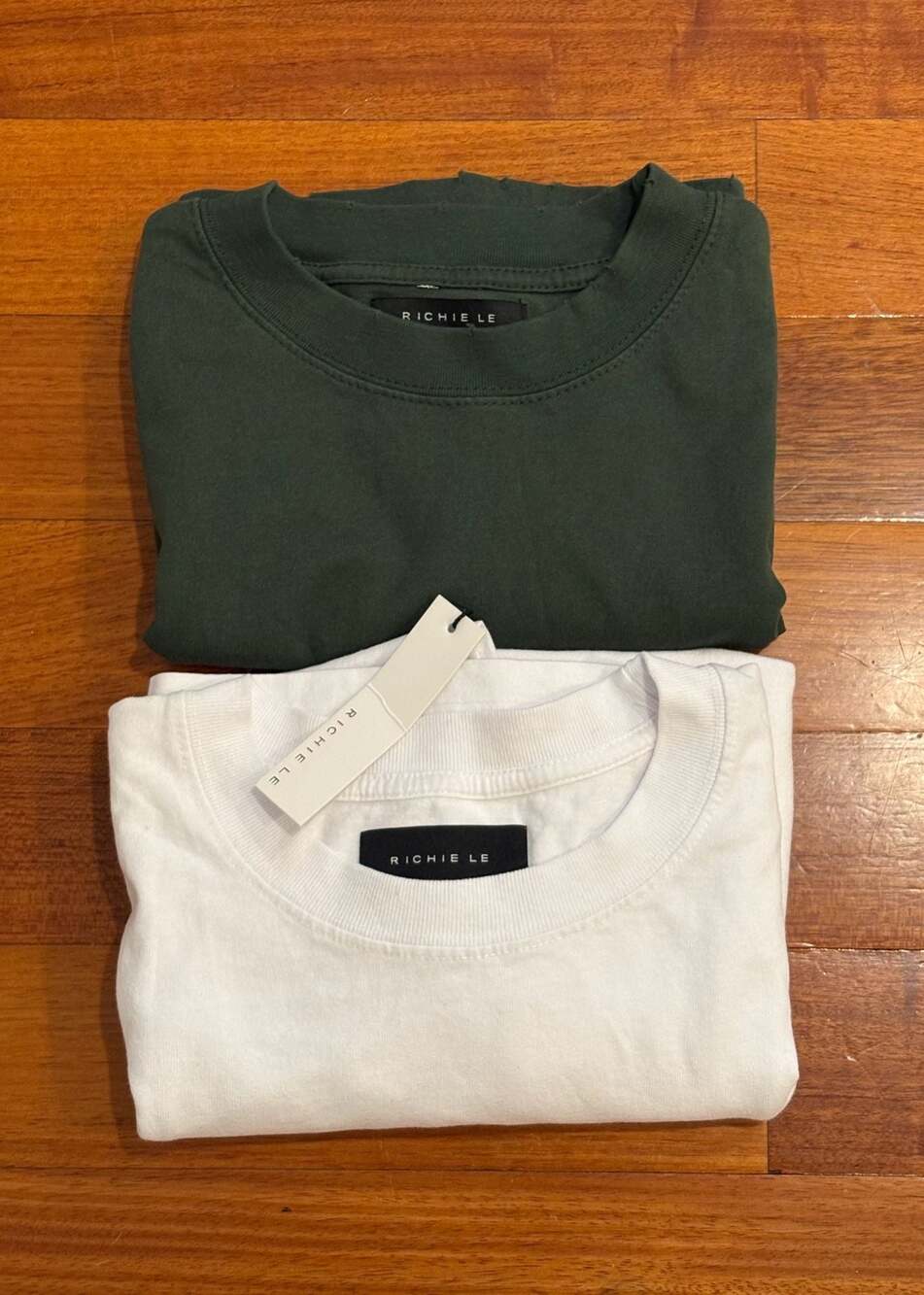Richie Le Crew Neck T-Shirt Bundle (Green & White)